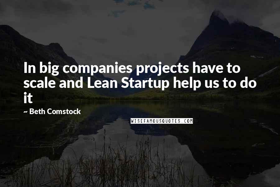 Beth Comstock Quotes: In big companies projects have to scale and Lean Startup help us to do it