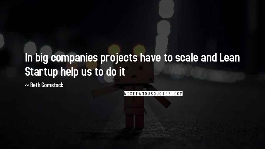 Beth Comstock Quotes: In big companies projects have to scale and Lean Startup help us to do it