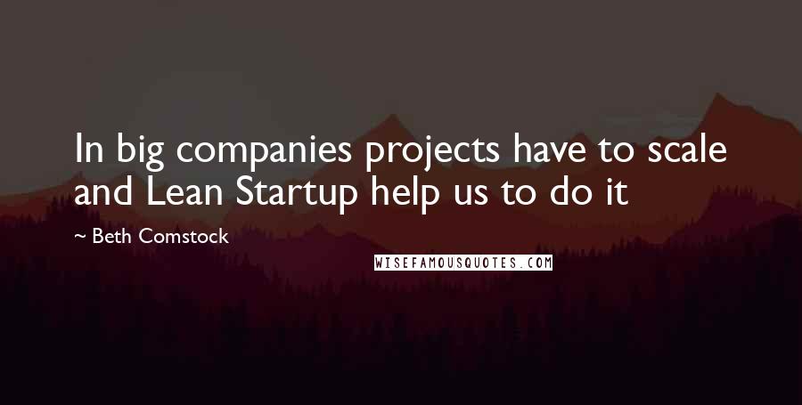 Beth Comstock Quotes: In big companies projects have to scale and Lean Startup help us to do it