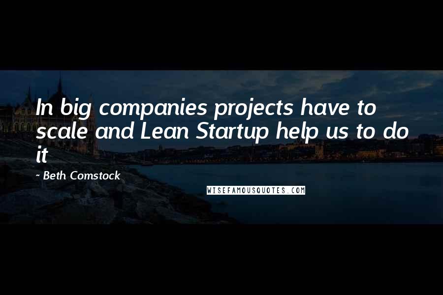 Beth Comstock Quotes: In big companies projects have to scale and Lean Startup help us to do it