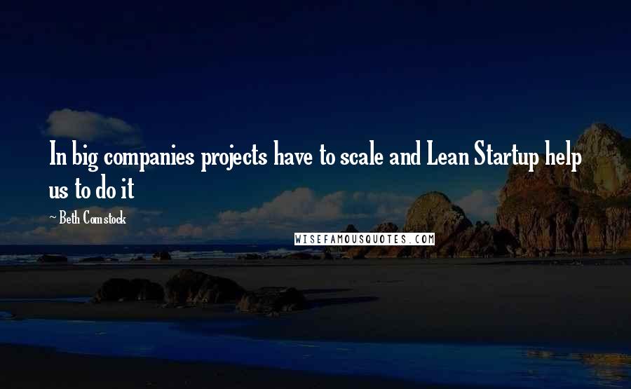 Beth Comstock Quotes: In big companies projects have to scale and Lean Startup help us to do it