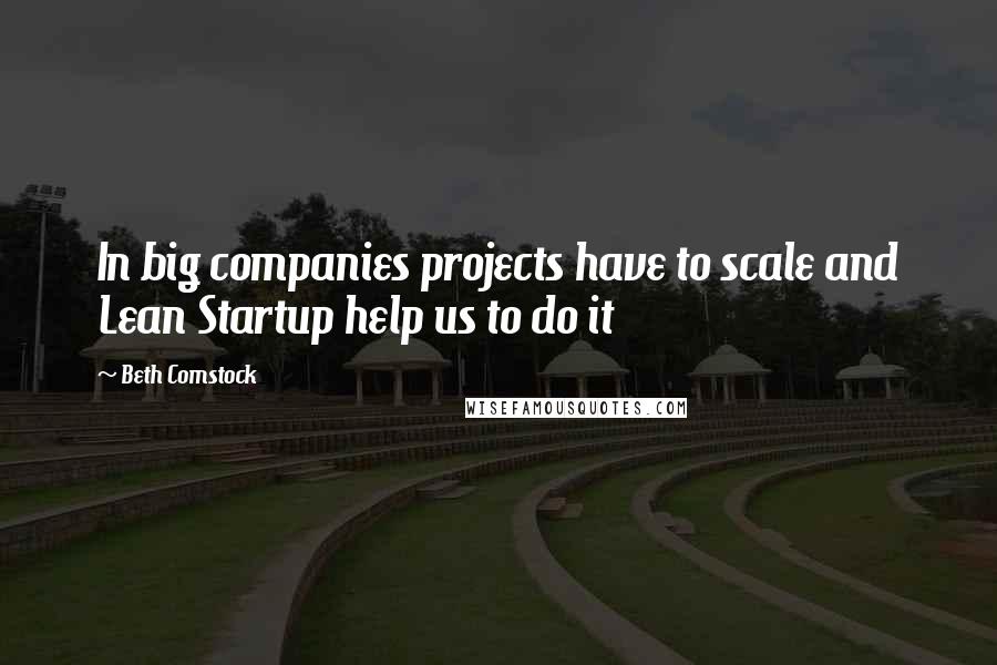 Beth Comstock Quotes: In big companies projects have to scale and Lean Startup help us to do it