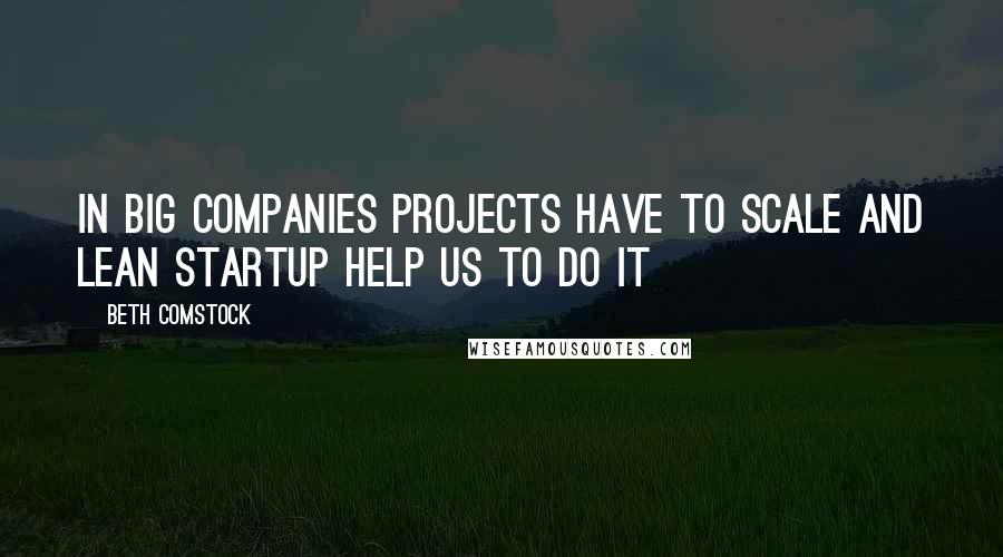 Beth Comstock Quotes: In big companies projects have to scale and Lean Startup help us to do it