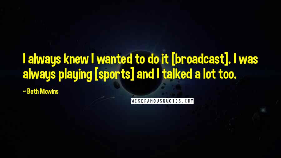 Beth Mowins Quotes: I always knew I wanted to do it [broadcast]. I was always playing [sports] and I talked a lot too.