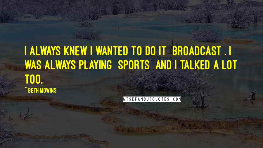 Beth Mowins Quotes: I always knew I wanted to do it [broadcast]. I was always playing [sports] and I talked a lot too.