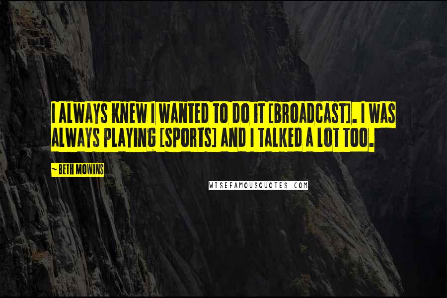 Beth Mowins Quotes: I always knew I wanted to do it [broadcast]. I was always playing [sports] and I talked a lot too.