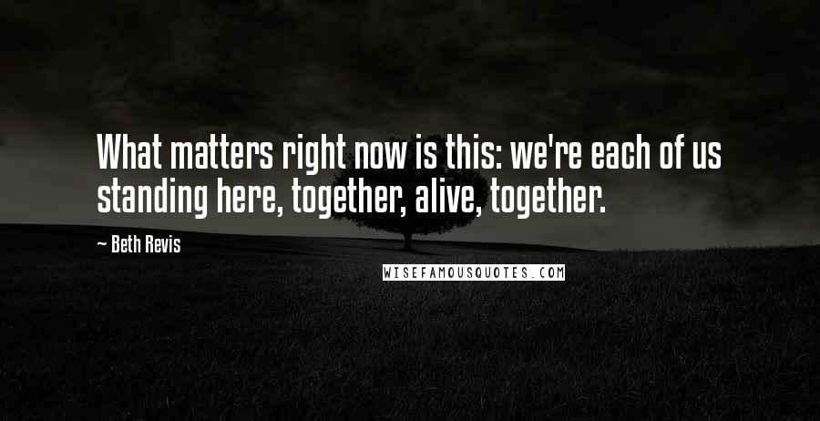 Beth Revis Quotes: What matters right now is this: we're each of us standing here, together, alive, together.