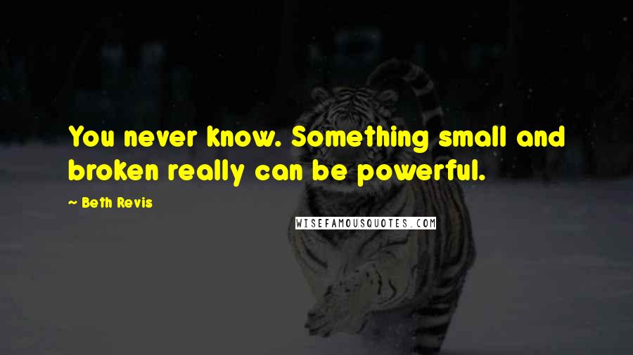 Beth Revis Quotes: You never know. Something small and broken really can be powerful.