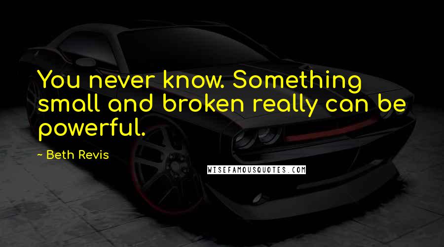 Beth Revis Quotes: You never know. Something small and broken really can be powerful.