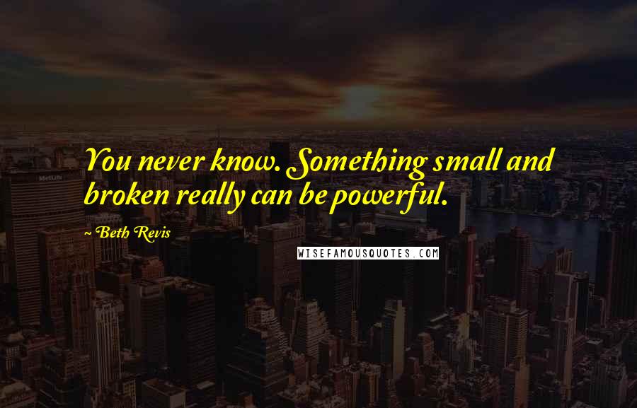 Beth Revis Quotes: You never know. Something small and broken really can be powerful.