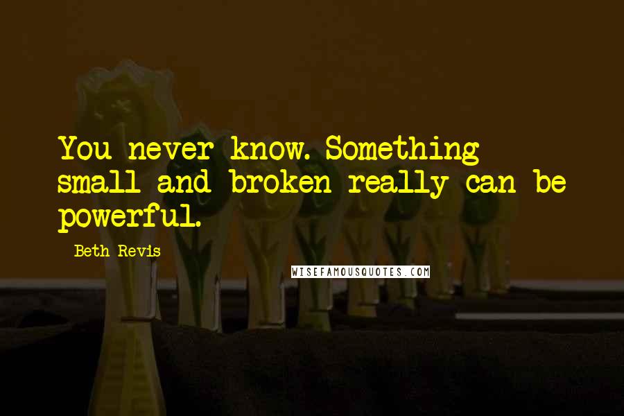 Beth Revis Quotes: You never know. Something small and broken really can be powerful.