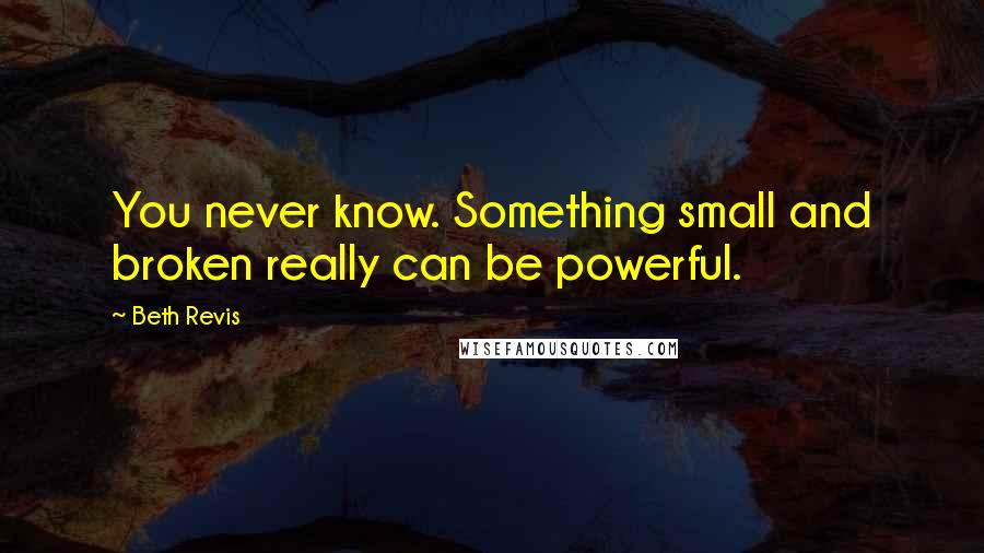 Beth Revis Quotes: You never know. Something small and broken really can be powerful.
