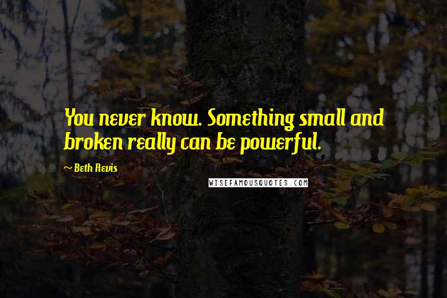 Beth Revis Quotes: You never know. Something small and broken really can be powerful.