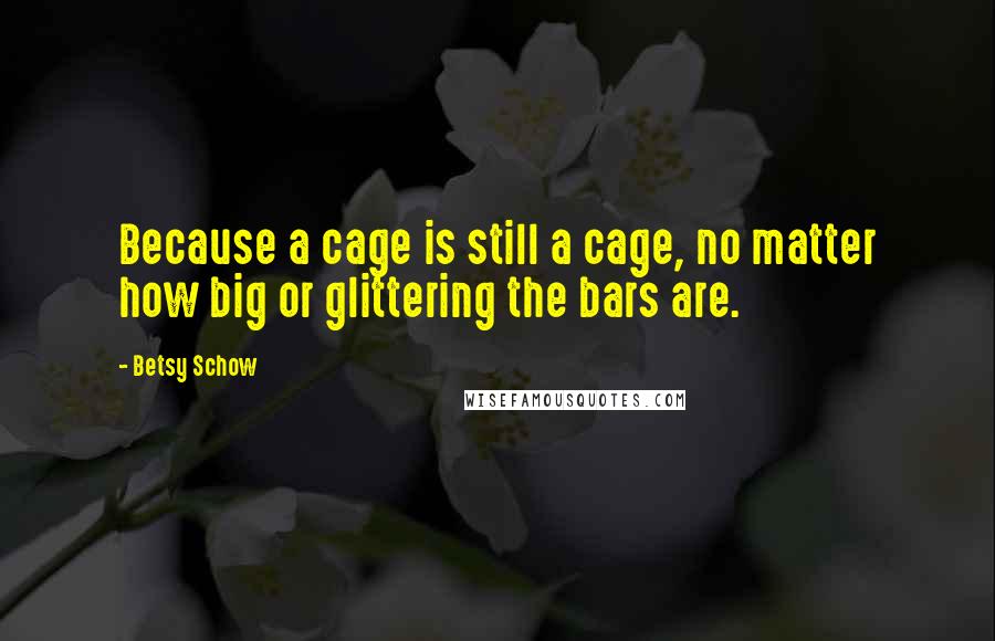 Betsy Schow Quotes: Because a cage is still a cage, no matter how big or glittering the bars are.
