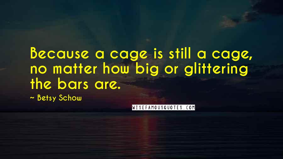 Betsy Schow Quotes: Because a cage is still a cage, no matter how big or glittering the bars are.