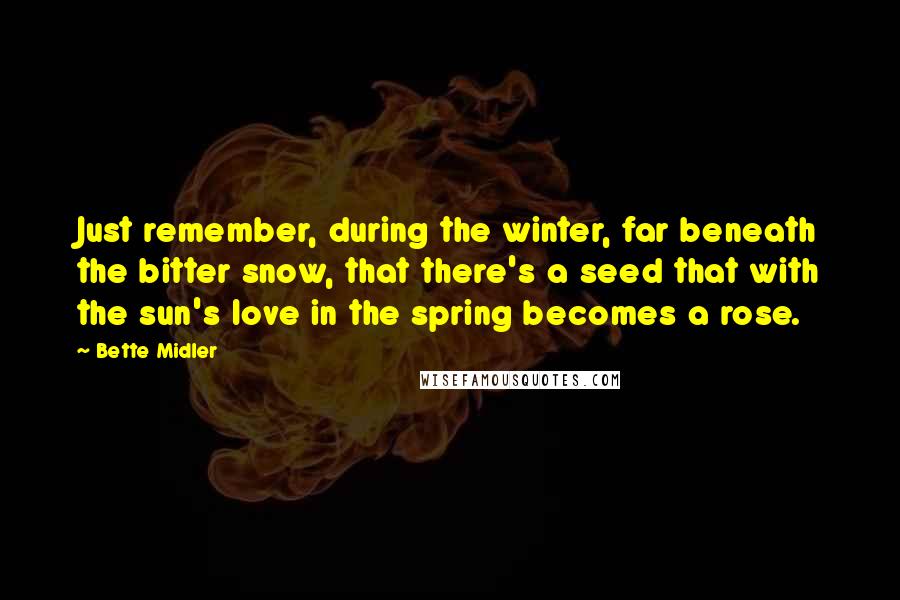 Bette Midler Quotes: Just remember, during the winter, far beneath the bitter snow, that there's a seed that with the sun's love in the spring becomes a rose.