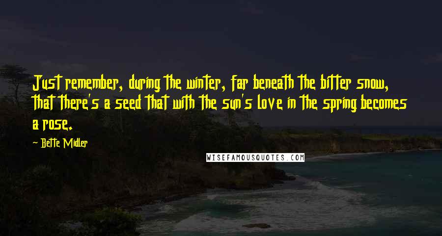 Bette Midler Quotes: Just remember, during the winter, far beneath the bitter snow, that there's a seed that with the sun's love in the spring becomes a rose.