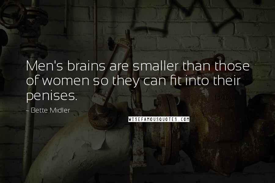 Bette Midler Quotes: Men's brains are smaller than those of women so they can fit into their penises.