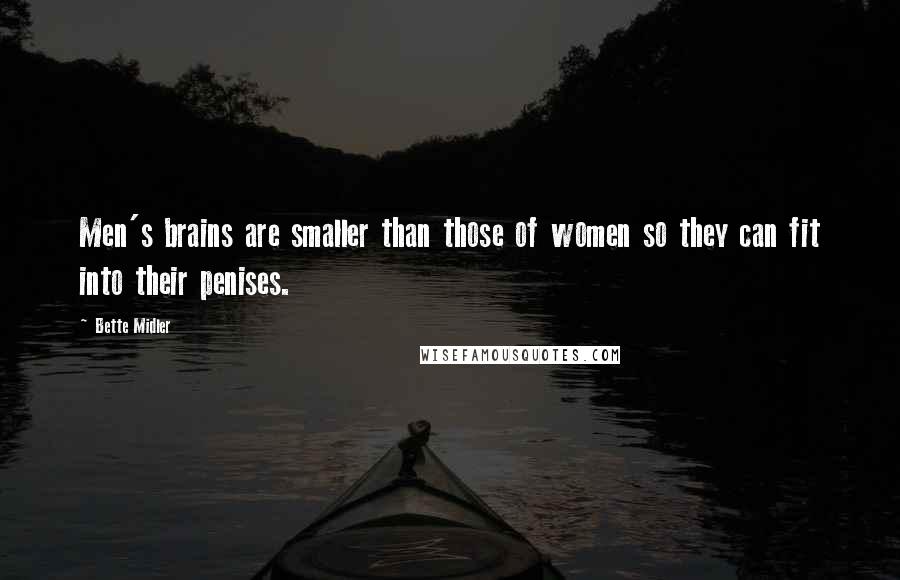 Bette Midler Quotes: Men's brains are smaller than those of women so they can fit into their penises.