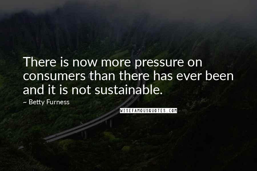 Betty Furness Quotes: There is now more pressure on consumers than there has ever been and it is not sustainable.