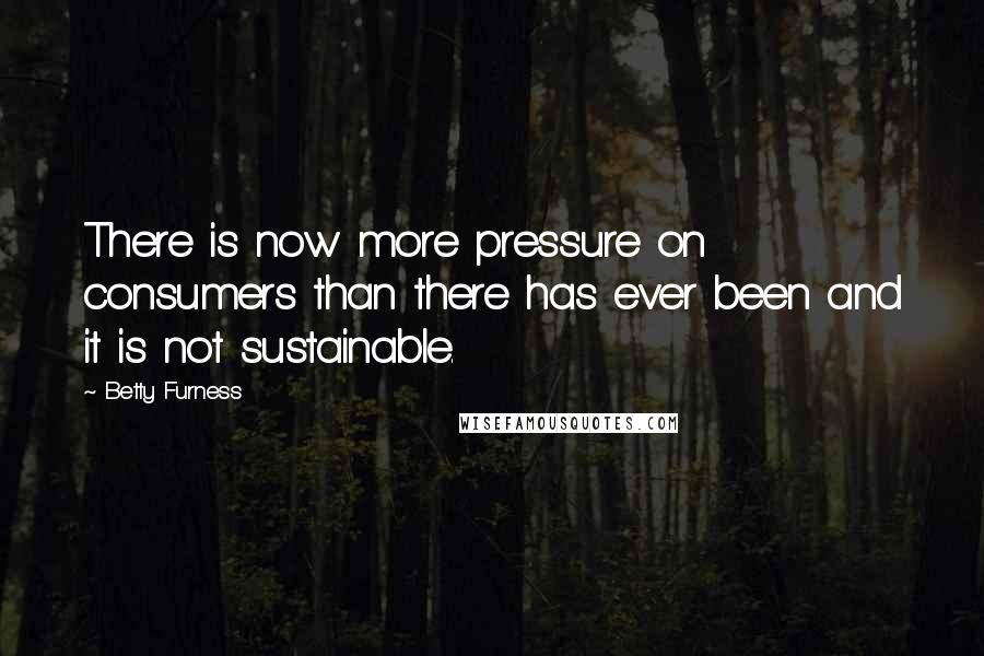 Betty Furness Quotes: There is now more pressure on consumers than there has ever been and it is not sustainable.