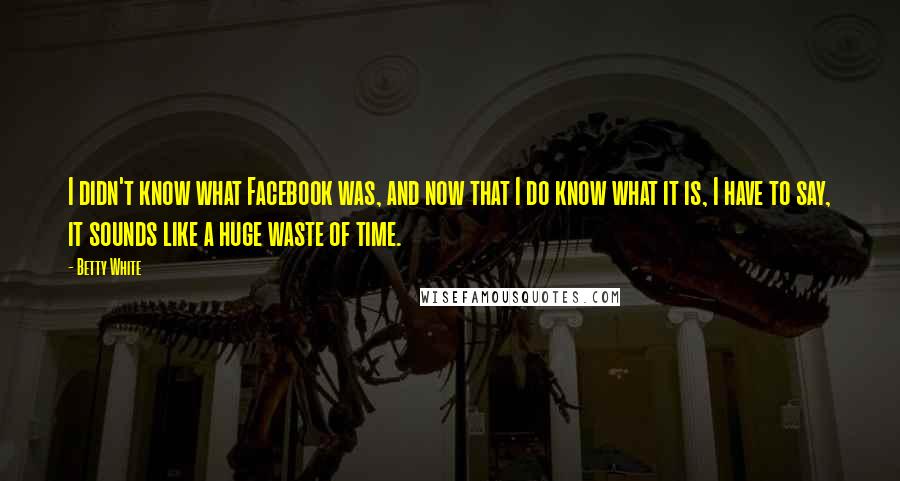 Betty White Quotes: I didn't know what Facebook was, and now that I do know what it is, I have to say, it sounds like a huge waste of time.