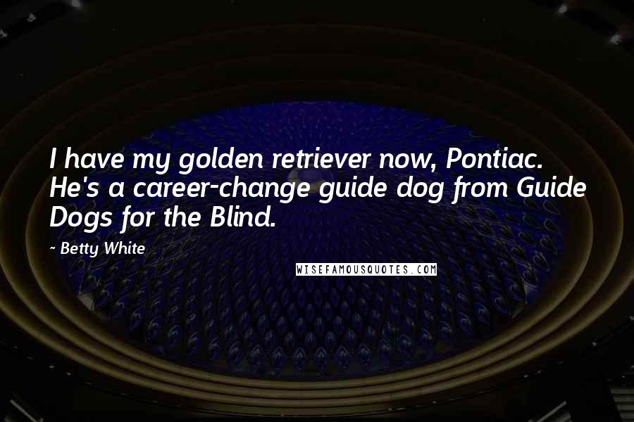 Betty White Quotes: I have my golden retriever now, Pontiac. He's a career-change guide dog from Guide Dogs for the Blind.