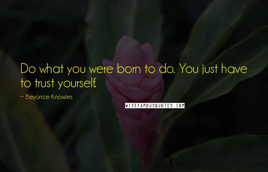 Beyonce Knowles Quotes: Do what you were born to do. You just have to trust yourself.