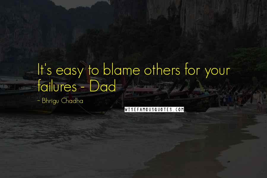 Bhrigu Chadha Quotes: It's easy to blame others for your failures - Dad