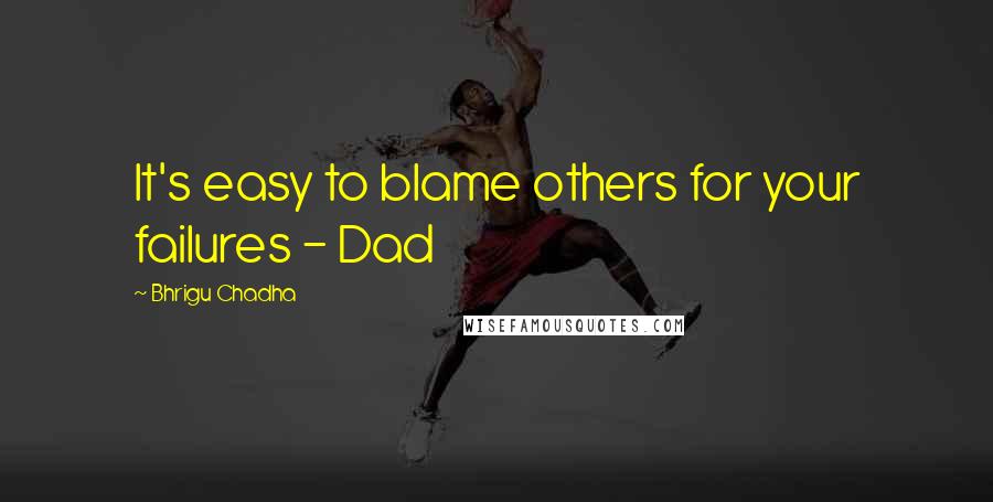 Bhrigu Chadha Quotes: It's easy to blame others for your failures - Dad