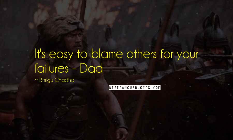 Bhrigu Chadha Quotes: It's easy to blame others for your failures - Dad