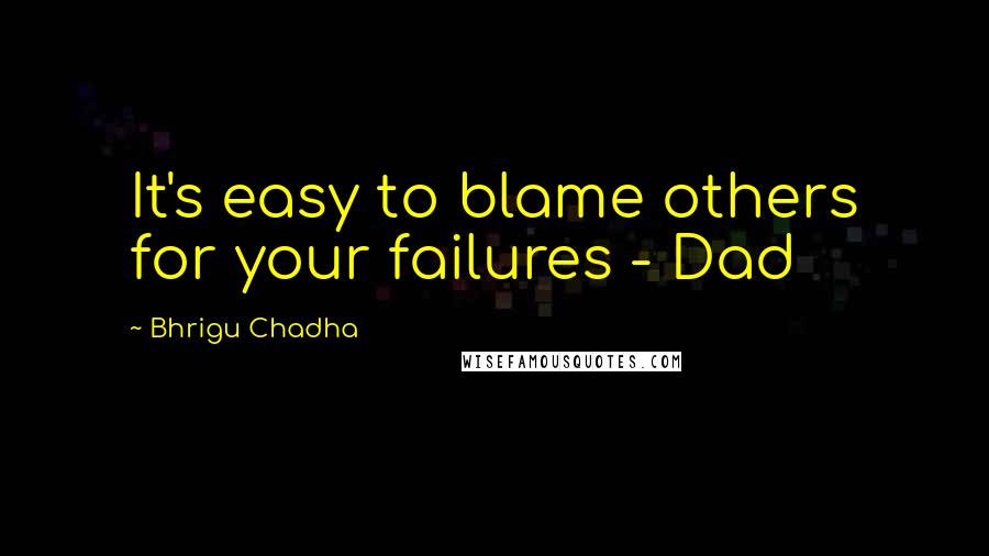 Bhrigu Chadha Quotes: It's easy to blame others for your failures - Dad