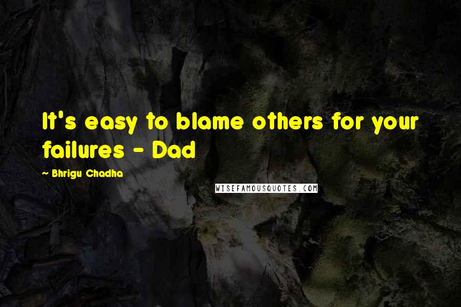 Bhrigu Chadha Quotes: It's easy to blame others for your failures - Dad