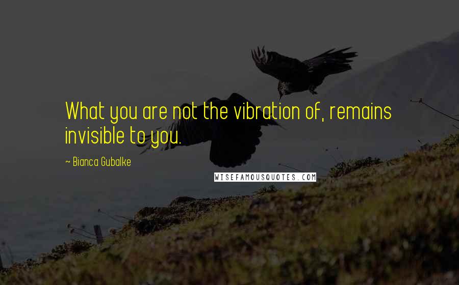 Bianca Gubalke Quotes: What you are not the vibration of, remains invisible to you.