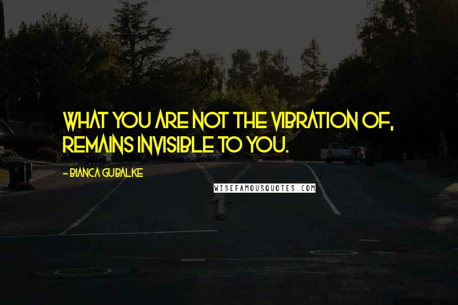 Bianca Gubalke Quotes: What you are not the vibration of, remains invisible to you.