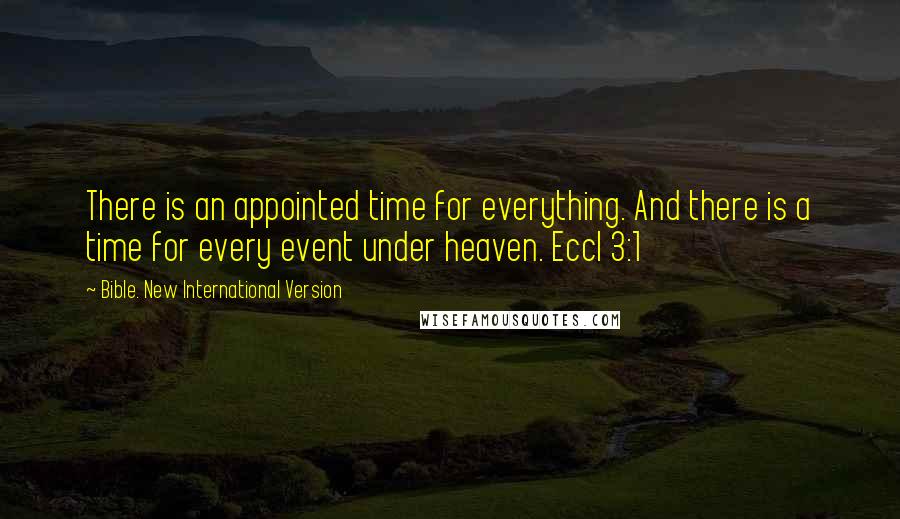 Bible. New International Version Quotes: There is an appointed time for everything. And there is a time for every event under heaven. Eccl 3:1
