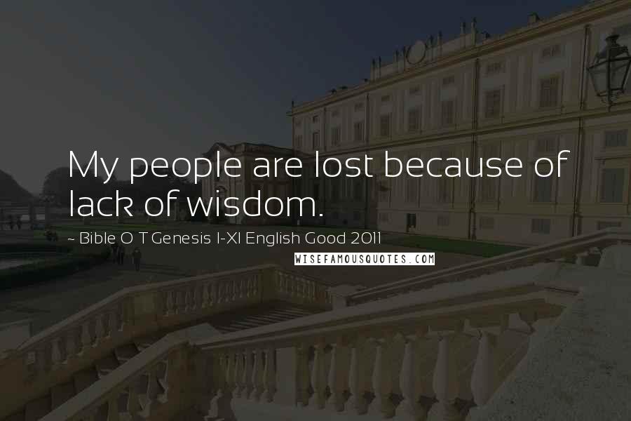 Bible O T Genesis I-XI English Good 2011 Quotes: My people are lost because of lack of wisdom.