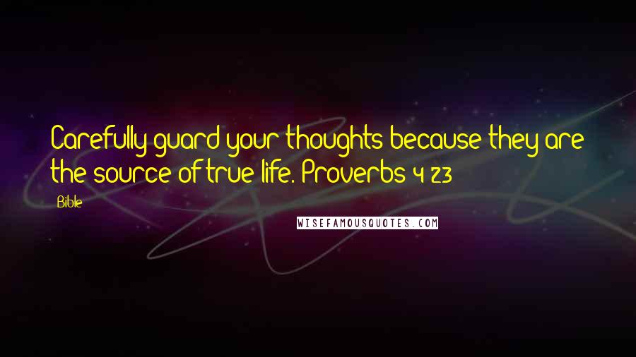 Bible Quotes: Carefully guard your thoughts because they are the source of true life. Proverbs 4:23