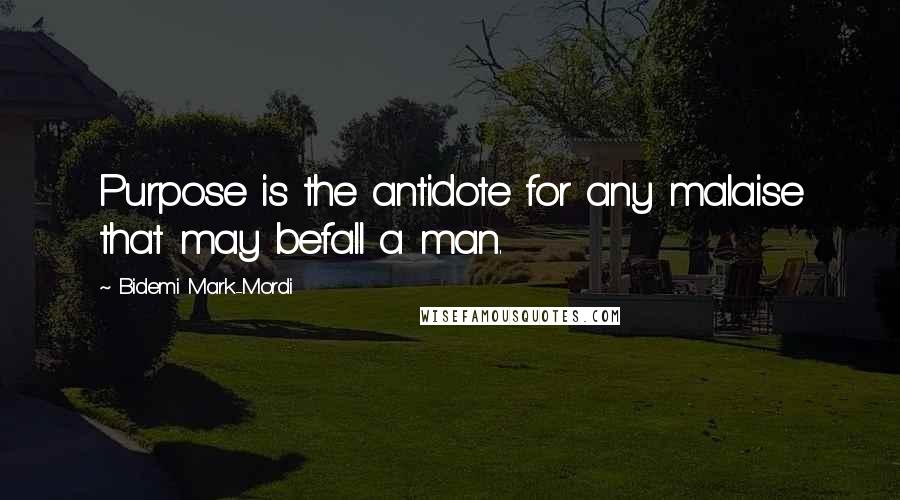 Bidemi Mark-Mordi Quotes: Purpose is the antidote for any malaise that may befall a man.