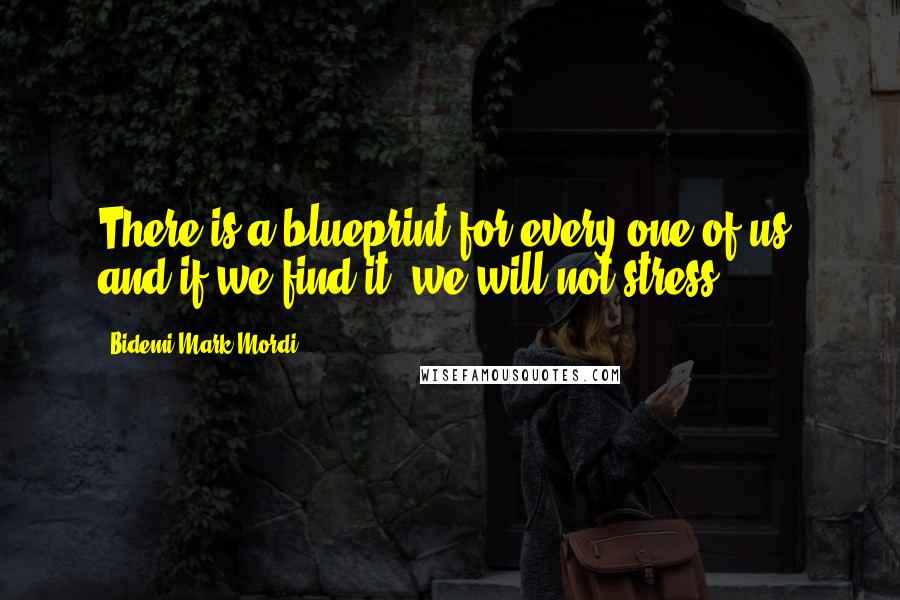Bidemi Mark-Mordi Quotes: There is a blueprint for every one of us, and if we find it, we will not stress.