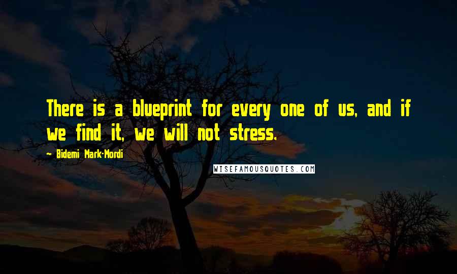 Bidemi Mark-Mordi Quotes: There is a blueprint for every one of us, and if we find it, we will not stress.