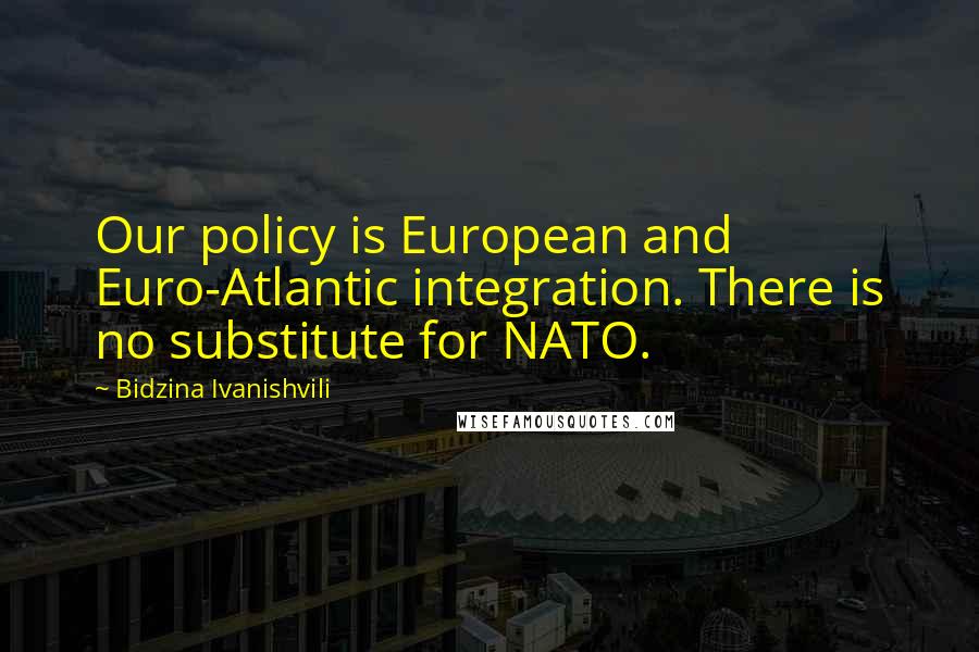 Bidzina Ivanishvili Quotes: Our policy is European and Euro-Atlantic integration. There is no substitute for NATO.