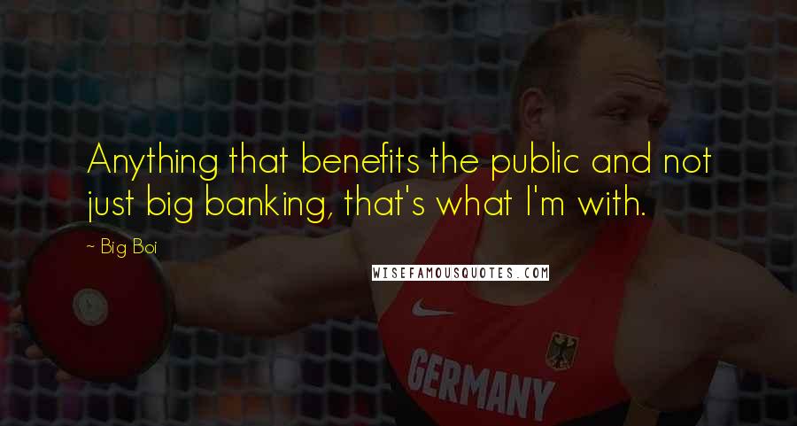 Big Boi Quotes: Anything that benefits the public and not just big banking, that's what I'm with.