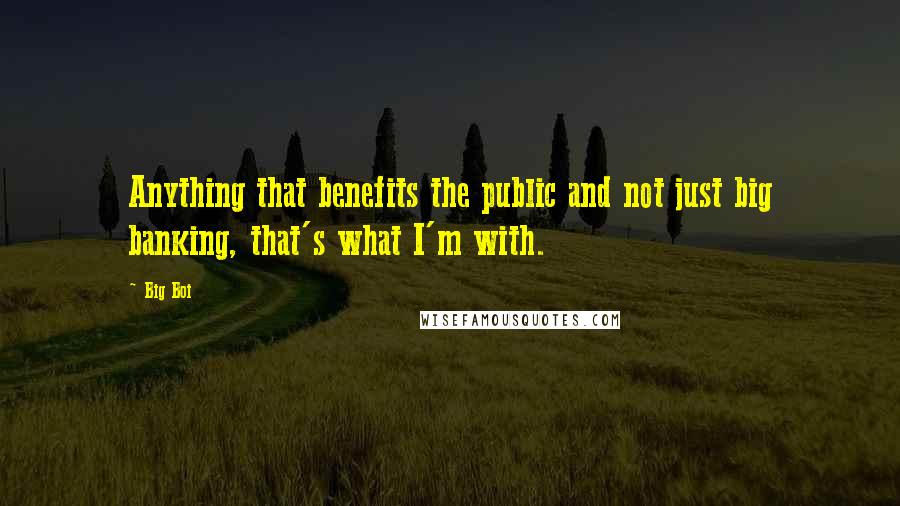 Big Boi Quotes: Anything that benefits the public and not just big banking, that's what I'm with.