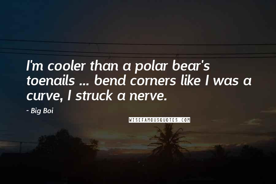 Big Boi Quotes: I'm cooler than a polar bear's toenails ... bend corners like I was a curve, I struck a nerve.