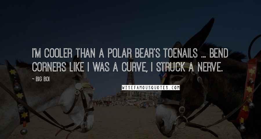 Big Boi Quotes: I'm cooler than a polar bear's toenails ... bend corners like I was a curve, I struck a nerve.