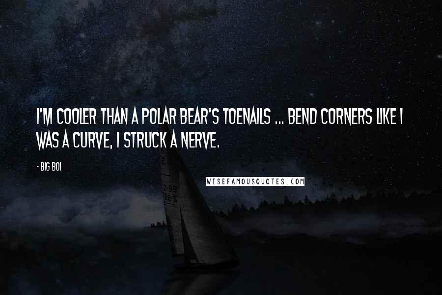 Big Boi Quotes: I'm cooler than a polar bear's toenails ... bend corners like I was a curve, I struck a nerve.