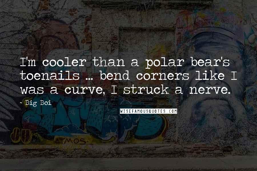 Big Boi Quotes: I'm cooler than a polar bear's toenails ... bend corners like I was a curve, I struck a nerve.