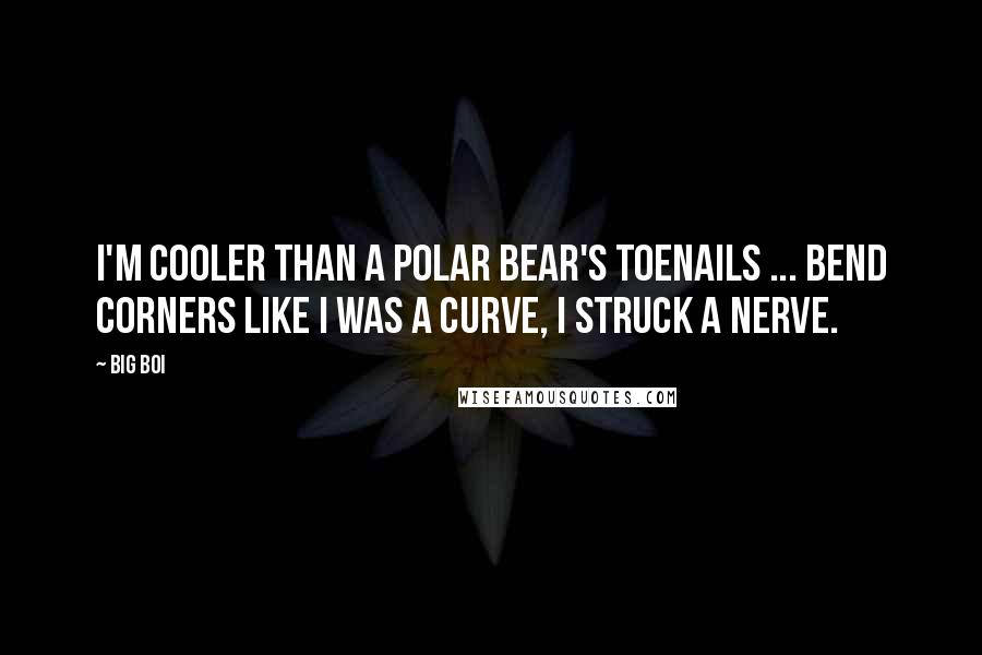 Big Boi Quotes: I'm cooler than a polar bear's toenails ... bend corners like I was a curve, I struck a nerve.
