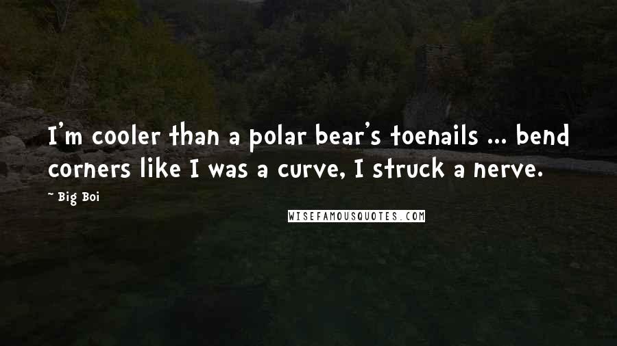 Big Boi Quotes: I'm cooler than a polar bear's toenails ... bend corners like I was a curve, I struck a nerve.